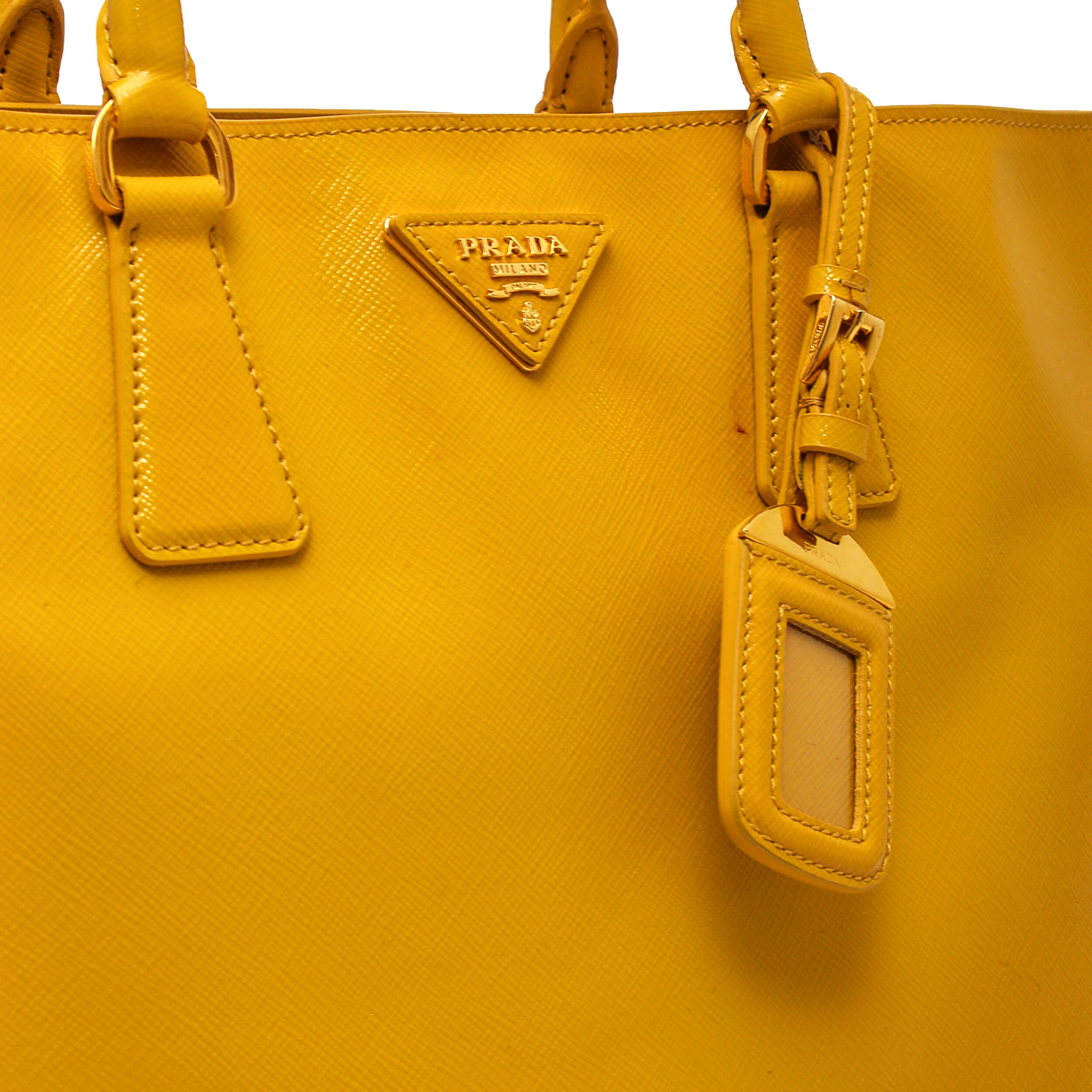 Prada - Mustard Vernice Saffiano Leather Vitello Daino Bag